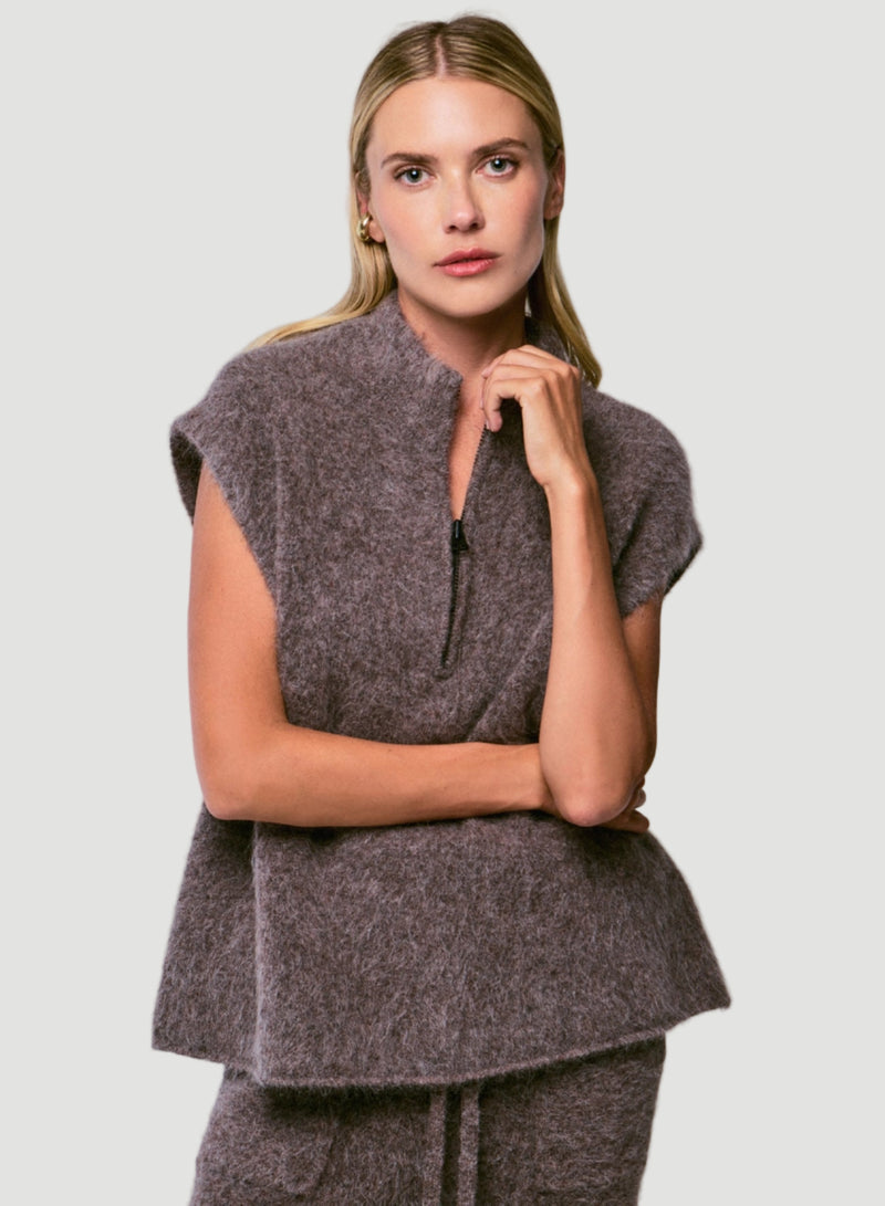 Ultra Soft Baby Alpaca Half Zip Vest - HOODIE - Majestic Filatures North America