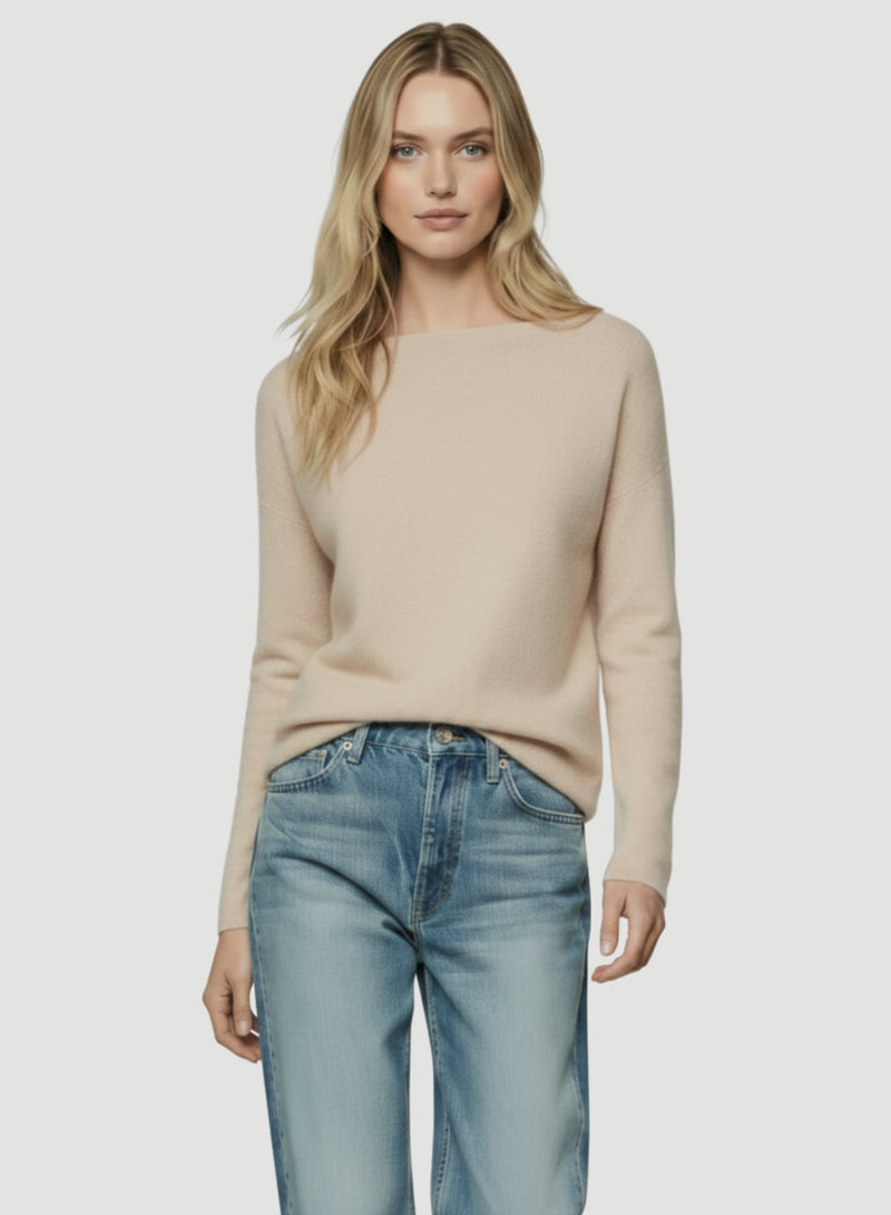 Ultra Soft Merino Knit Long Sleeve Boatneck Sweater