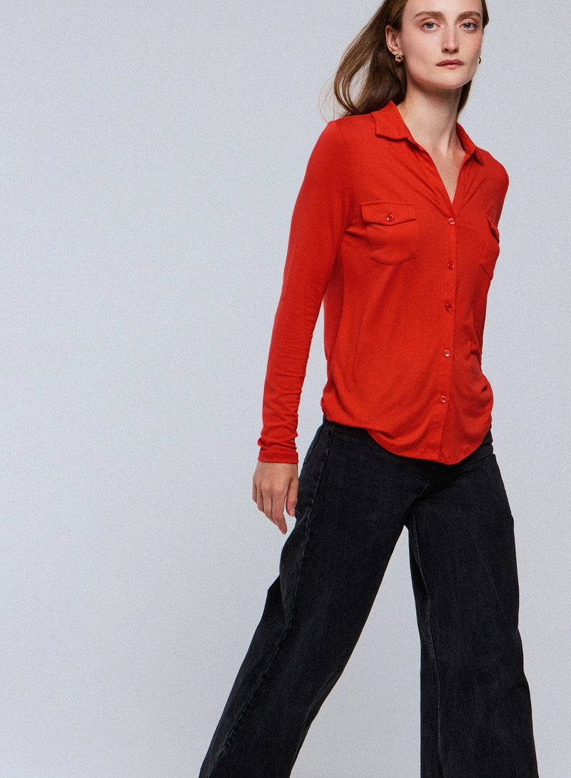 Soft Touch Long Sleeve Pocket Shirt