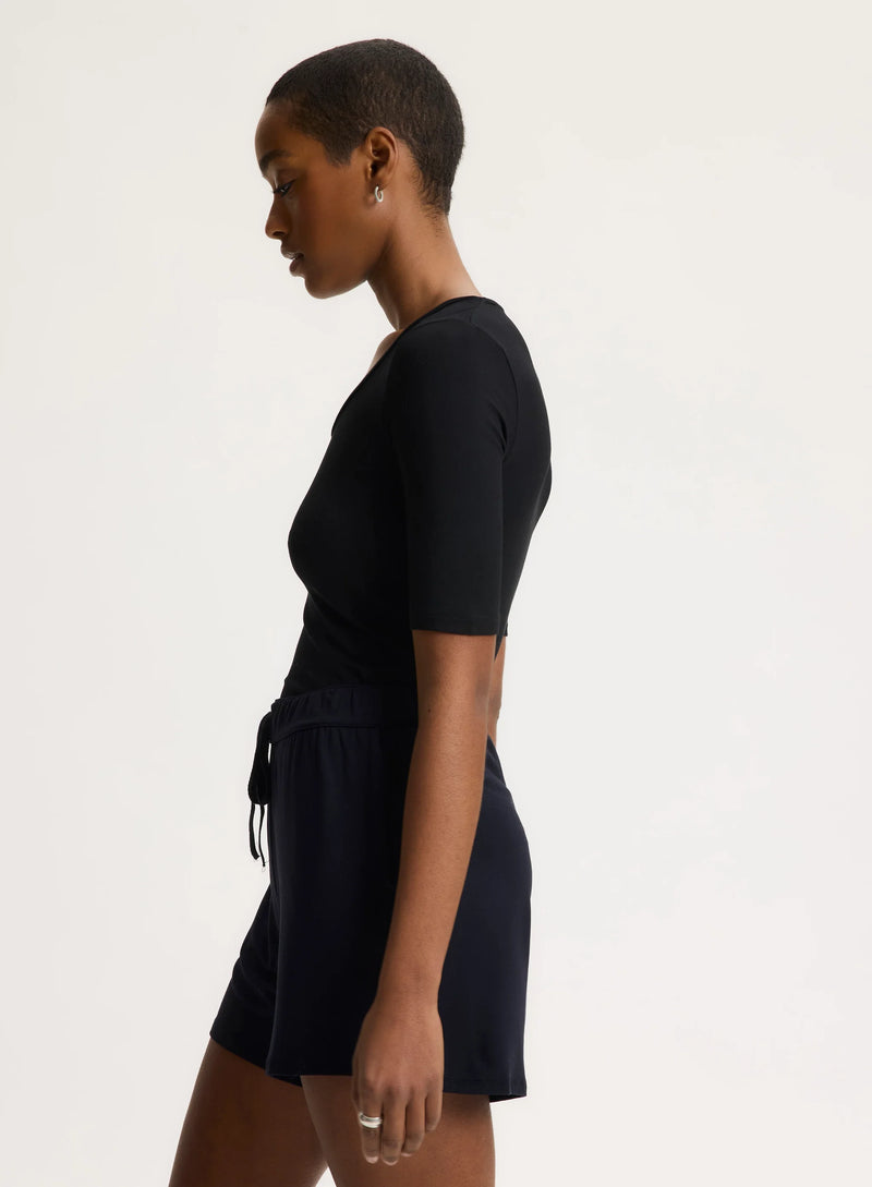 Soft Touch Elbow Sleeve Scoop Neck T-Shirt