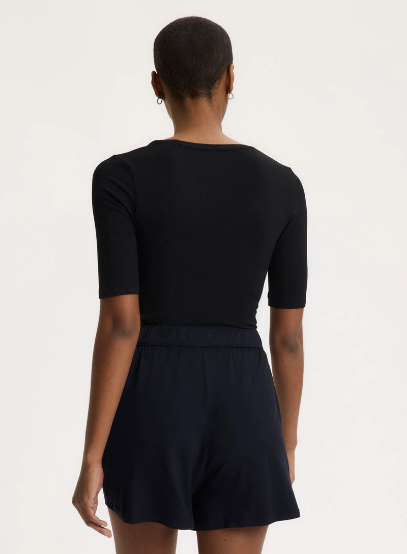 Soft Touch Elbow Sleeve Scoop Neck T-Shirt