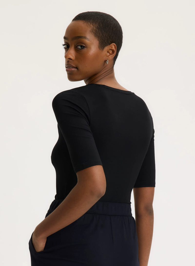Soft Touch Elbow Sleeve Scoop Neck T-Shirt