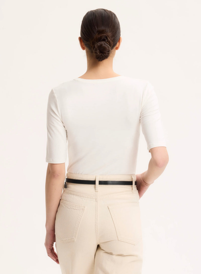 Soft Touch Elbow Sleeve Scoop Neck T-Shirt