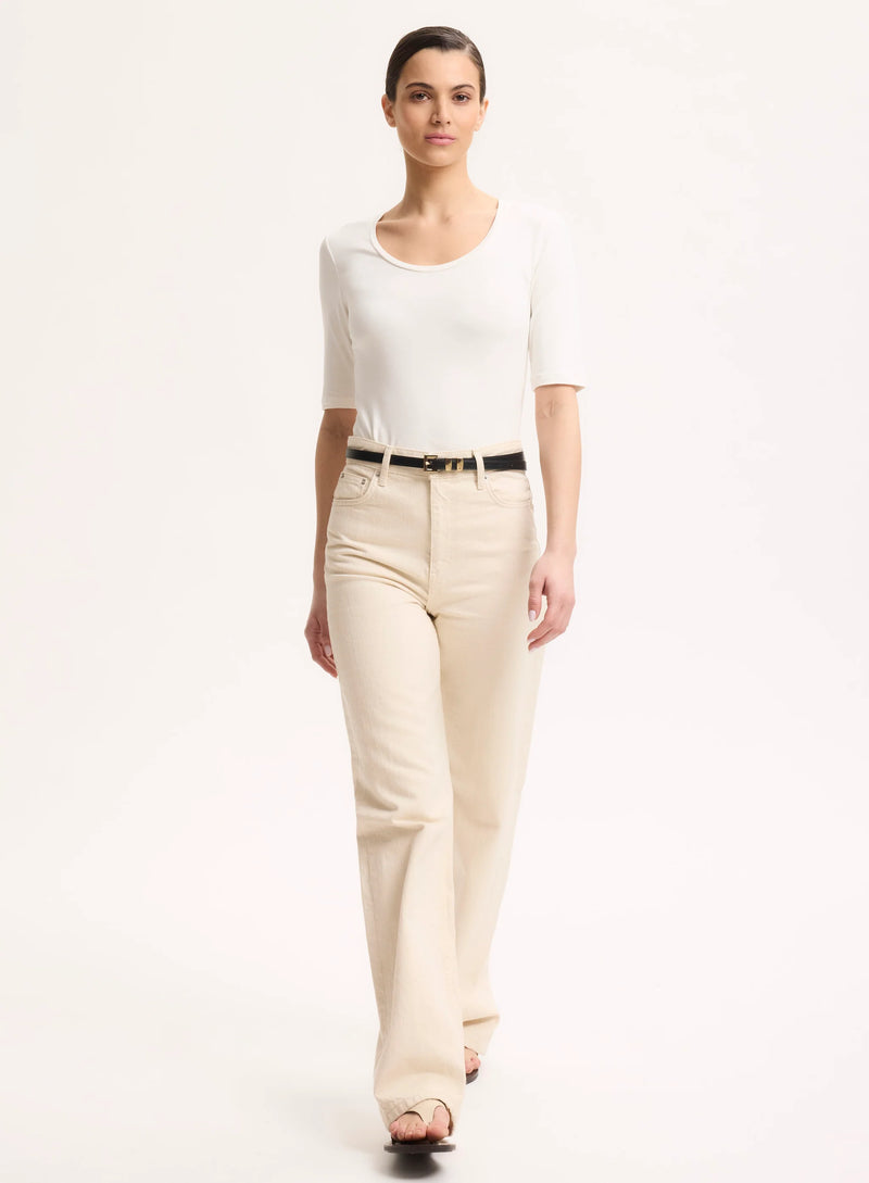 Soft Touch Elbow Sleeve Scoop Neck T-Shirt