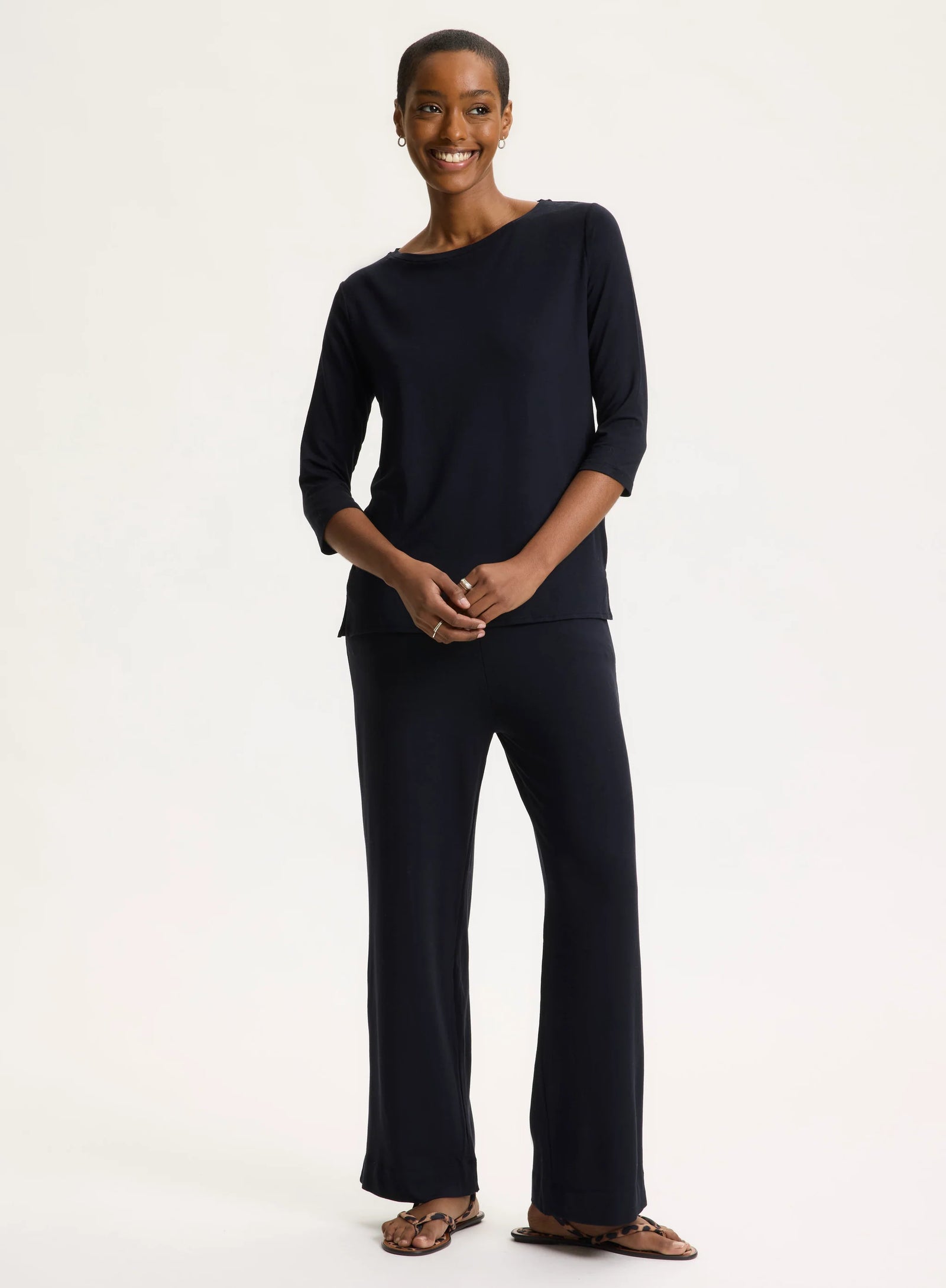 Tシャツ・カットソー MAJESTIC FILATURES BOAT NECK 3/4 SLEEVES SWEATER Soft Touch Relaxed 3/4 Sleeve Boatneck T-Shirt – Majestic