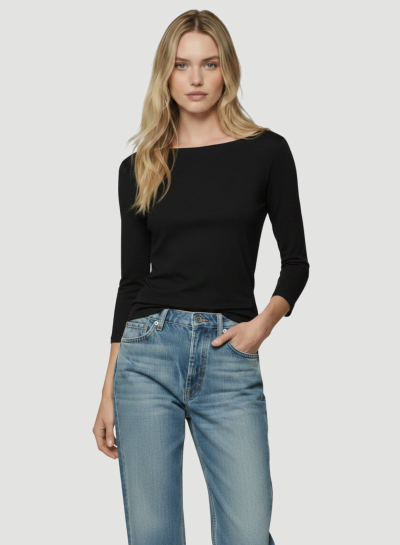 Soft Touch 3/4 Sleeve Merrow Edge Boatneck T-Shirt – Majestic