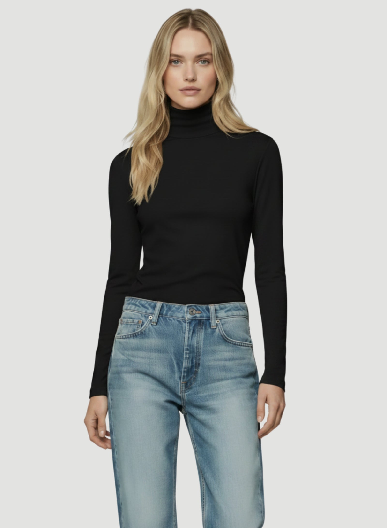 Soft Touch Long Sleeve Turtleneck for Women NOIR – Majestic