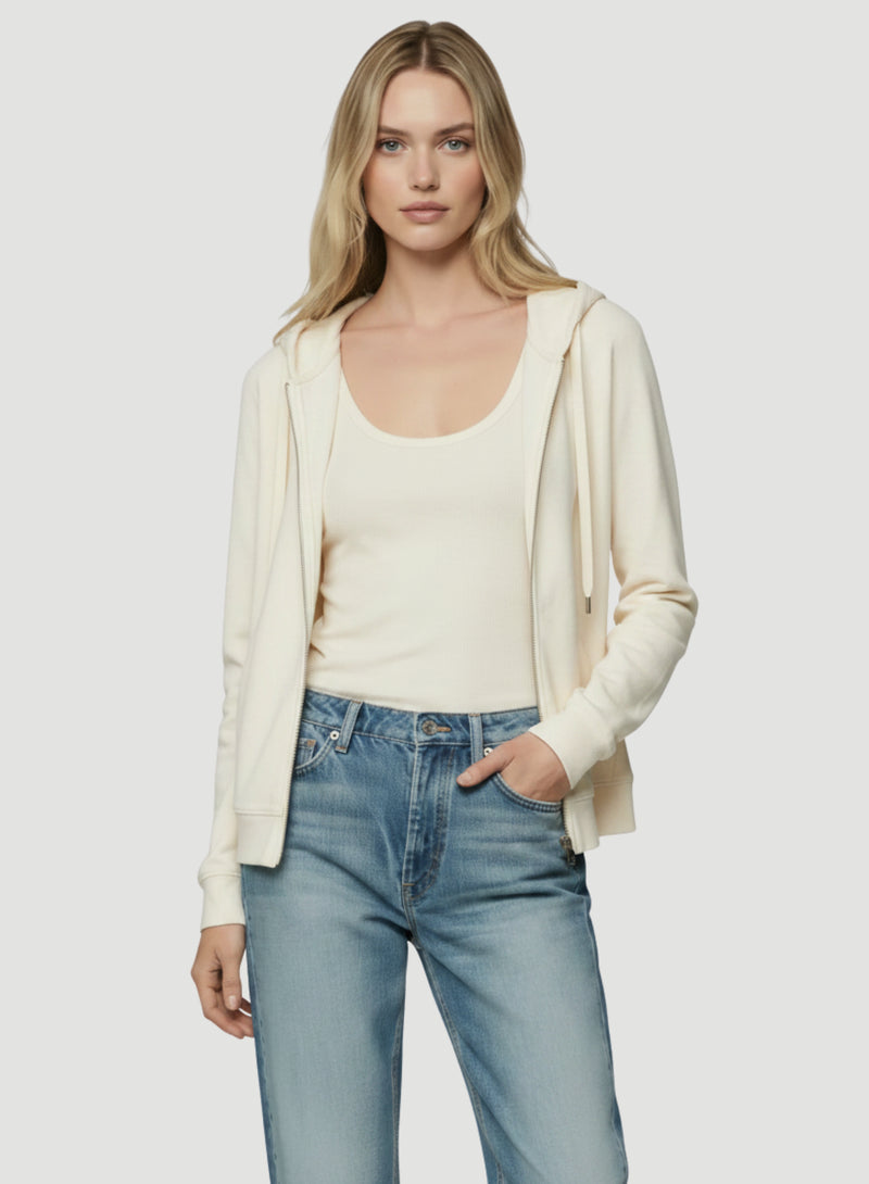 French Terry Looped Interior Zip Front Hoodie