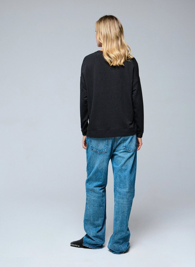 French Terry Semi Relaxed Long Sleeve Crewneck - CREWNECK L/S - Majestic Filatures North America