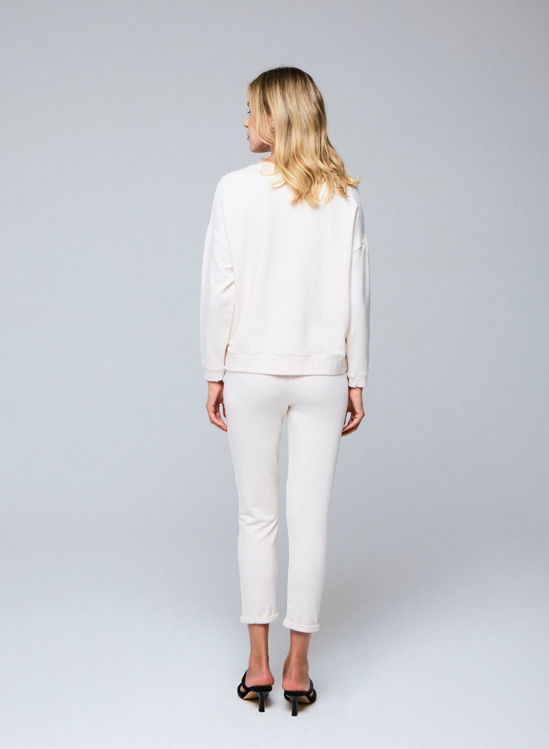 French Terry Semi Relaxed Long Sleeve Crewneck - CREWNECK L/S - Majestic Filatures North America