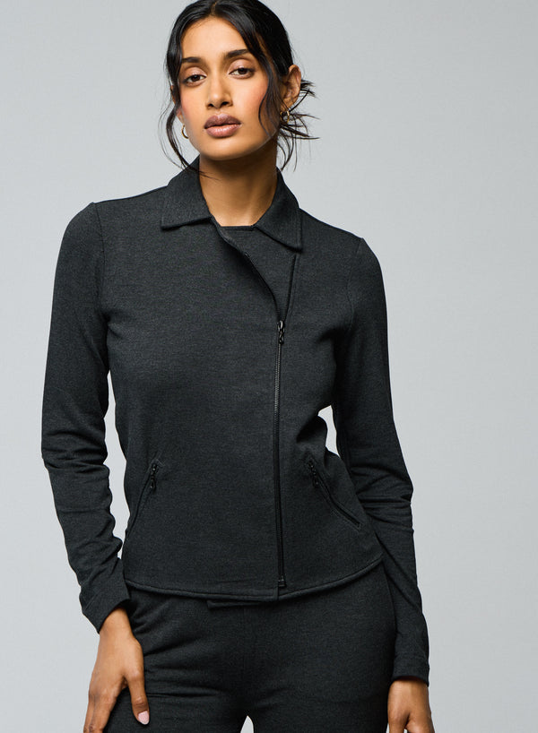 French Terry Brushed Fleece Moto Jacket - JACKET - Majestic Filatures North America