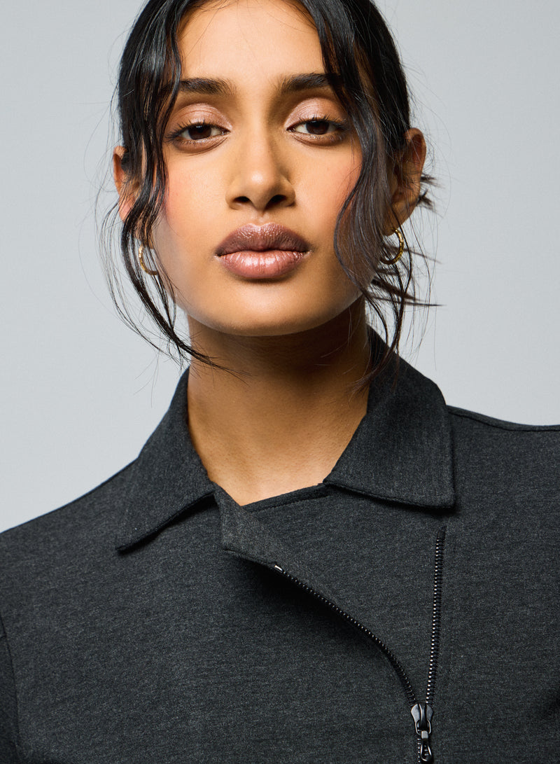 French Terry Brushed Fleece Moto Jacket - JACKET - Majestic Filatures North America