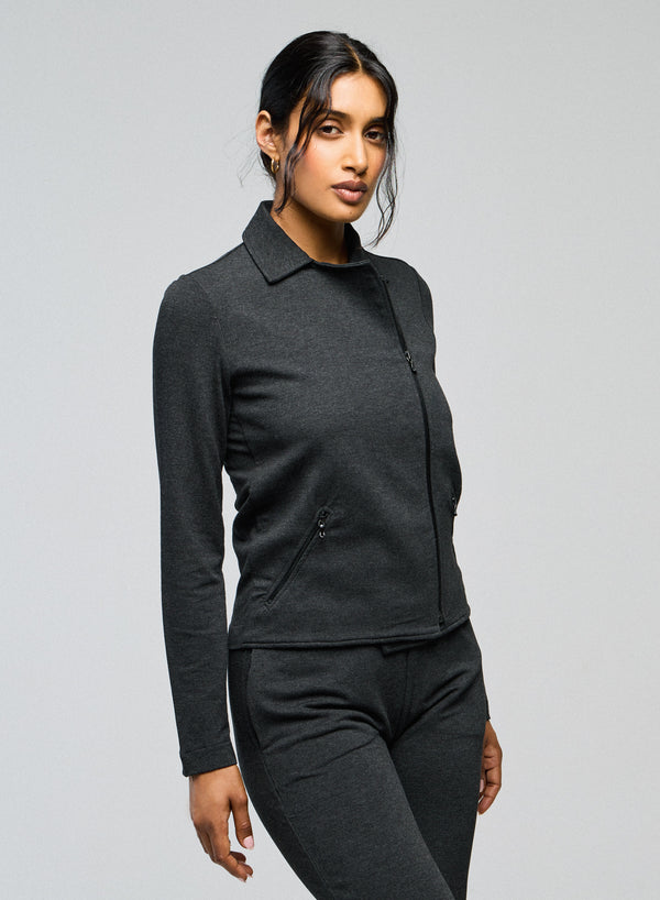 French Terry Brushed Fleece Moto Jacket - JACKET - Majestic Filatures North America