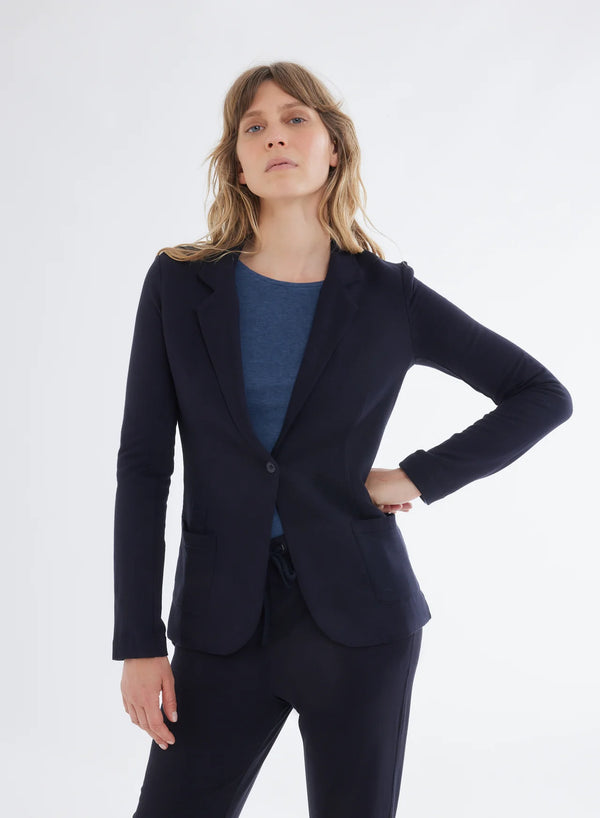 French Terry Brushed Fleece One Button Blazer