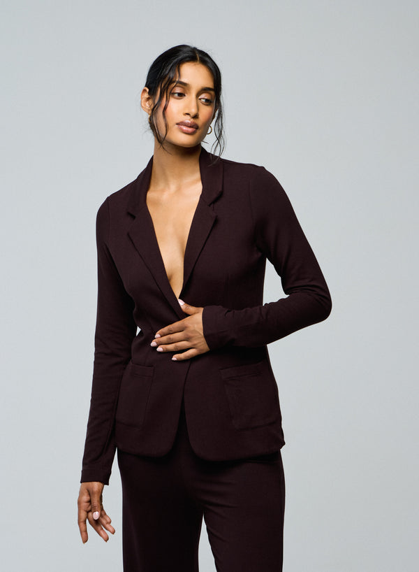 French Terry Brushed Fleece One-Button Blazer - JACKET - Majestic Filatures North America