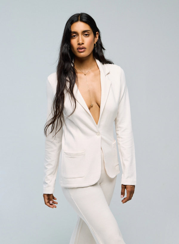 French Terry Looped One-Button Blazer - JACKET - Majestic Filatures North America