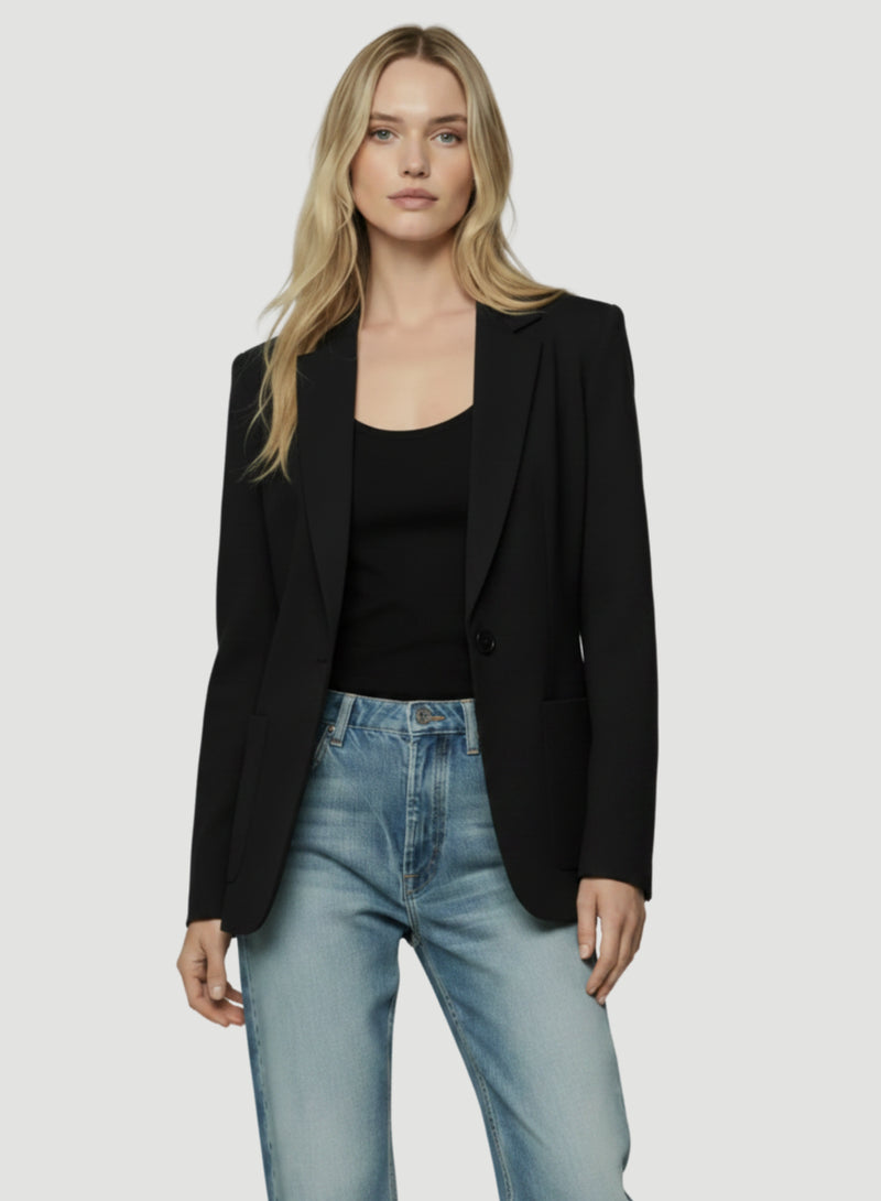 French Terry Brushed Fleece One-Button Blazer