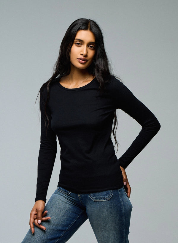 Deluxe Cotton Long Sleeve Crewneck T-Shirt
