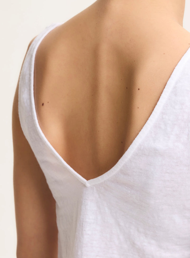 Stretch Linen Double V-Neck Tank
