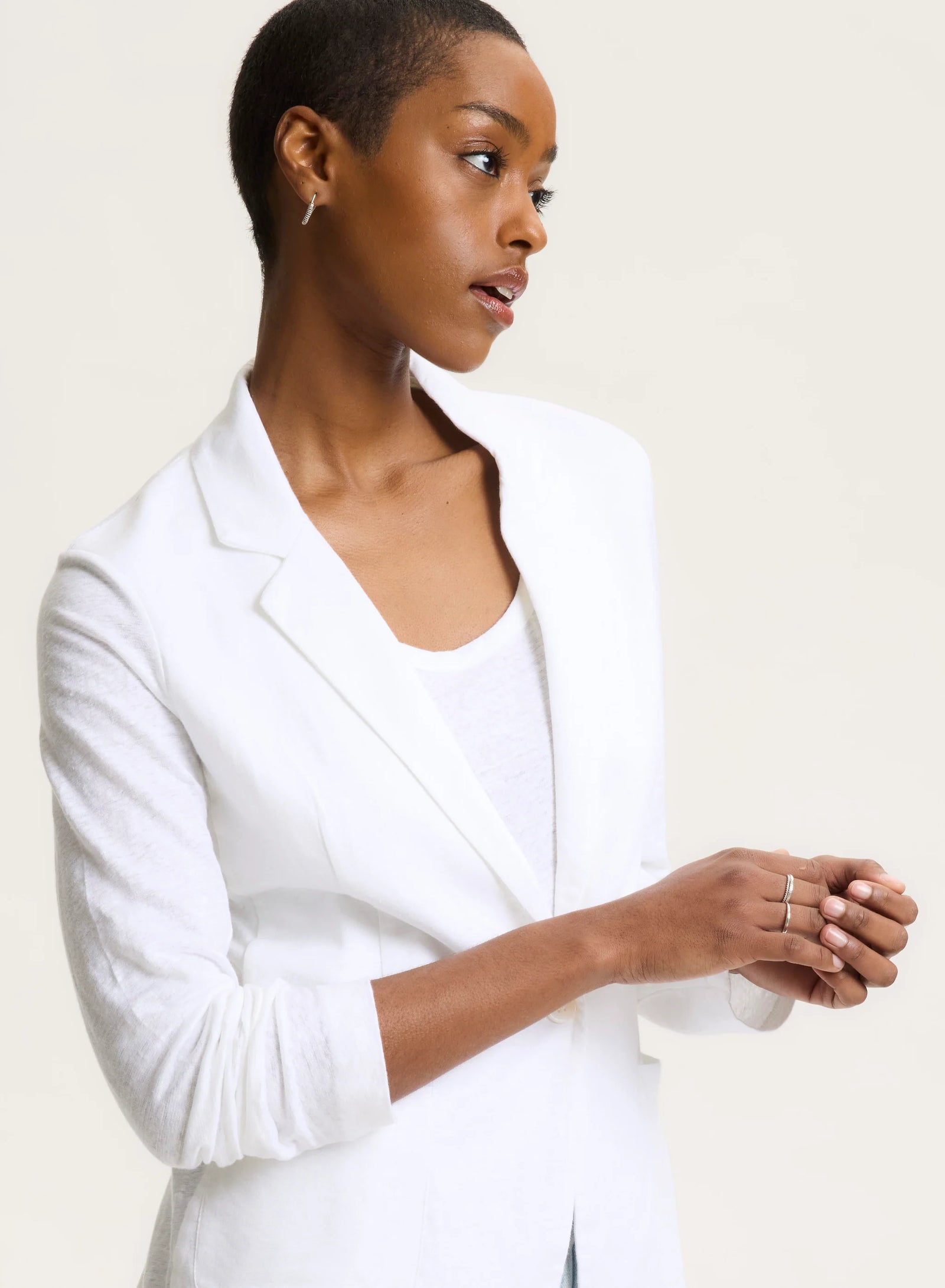 ジャケット MAJESTIC FILATURES SS25 Single button jacket (E25M003 003) Stretch Linen Long Sleeve One Button Blazer – Majestic
