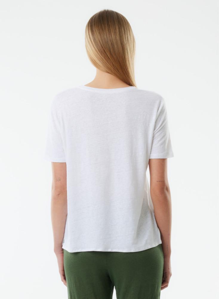 Stretch Linen Elbow Sleeve Semi Relaxed Crewneck T-Shirt - CREW ELBOW SLV - Majestic Filatures North America