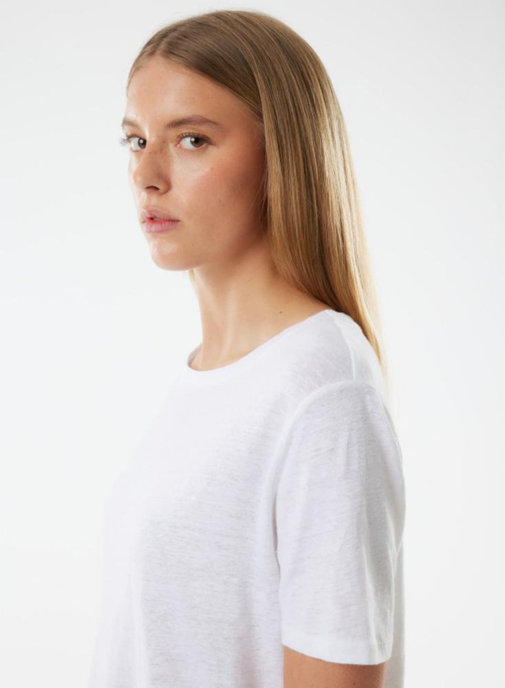 Stretch Linen Elbow Sleeve Semi Relaxed Crewneck T-Shirt - CREW ELBOW SLV - Majestic Filatures North America