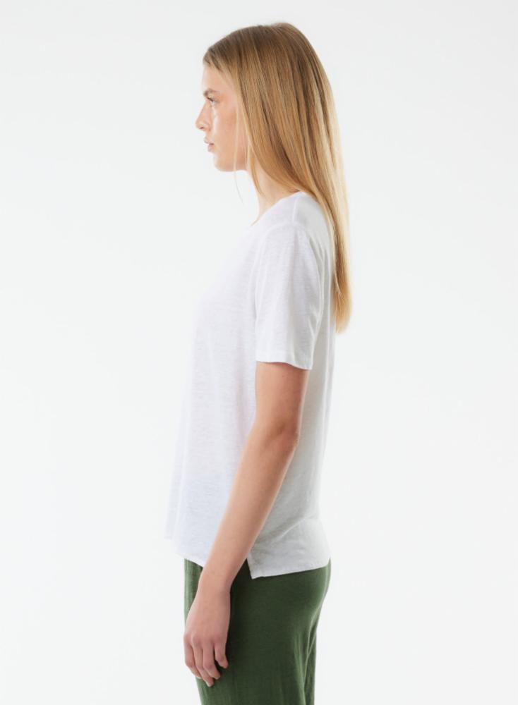 Stretch Linen Elbow Sleeve Semi Relaxed Crewneck T-Shirt - CREW ELBOW SLV - Majestic Filatures North America