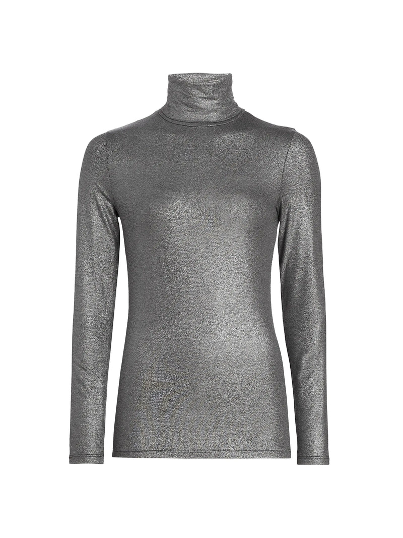 Soft Touch Metallic Long Sleeve Turtleneck