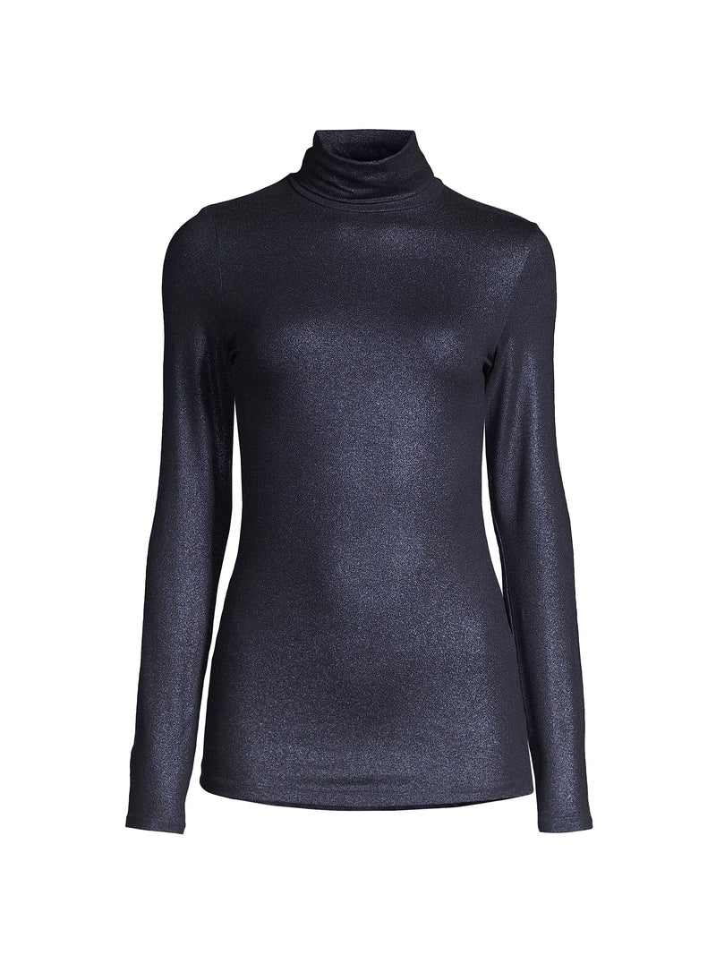 Soft Touch Metallic Long Sleeve Turtleneck