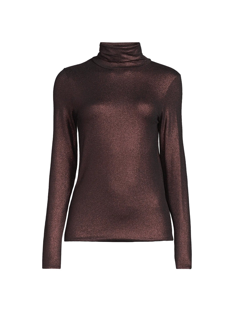 Soft Touch Metallic Long Sleeve Turtleneck