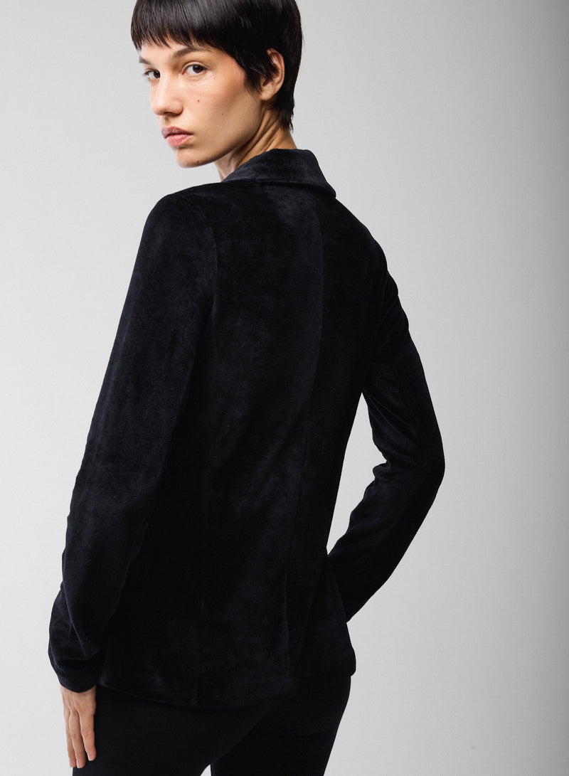 Velour One Button Blazer