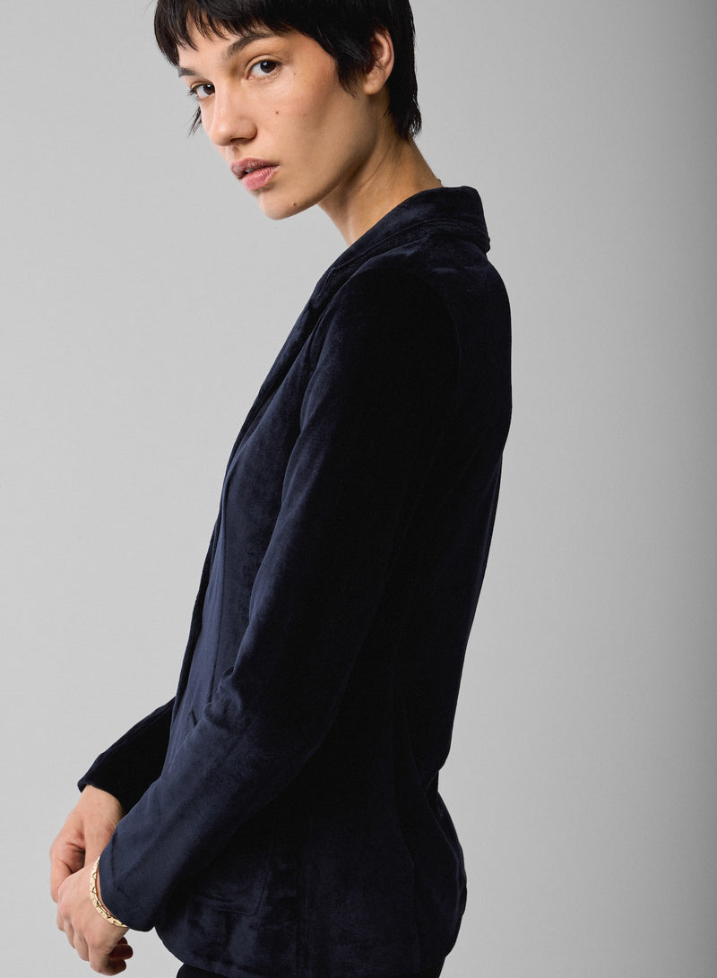 Velour One Button Blazer