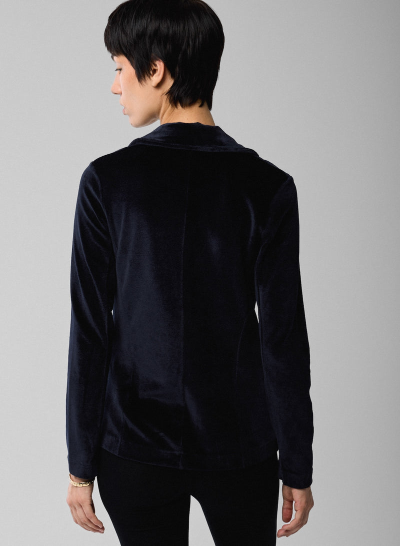 Velour One Button Blazer
