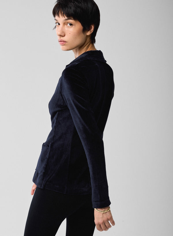 Velour One Button Blazer