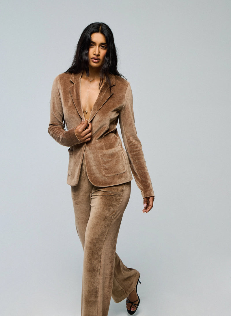 Velour One Button Blazer - JACKET - Majestic Filatures North America