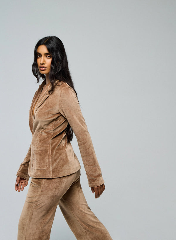 Velour One Button Blazer - JACKET - Majestic Filatures North America