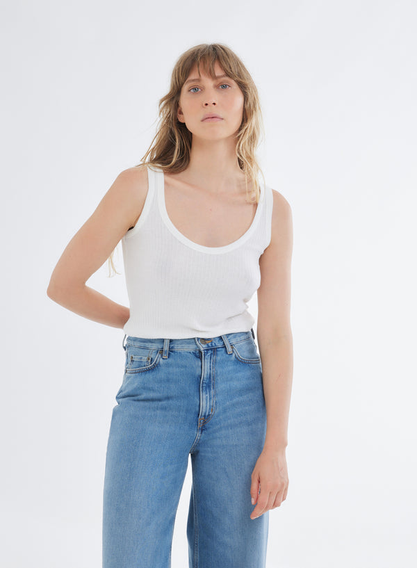 Cotton Cashmere Ribbed Tank