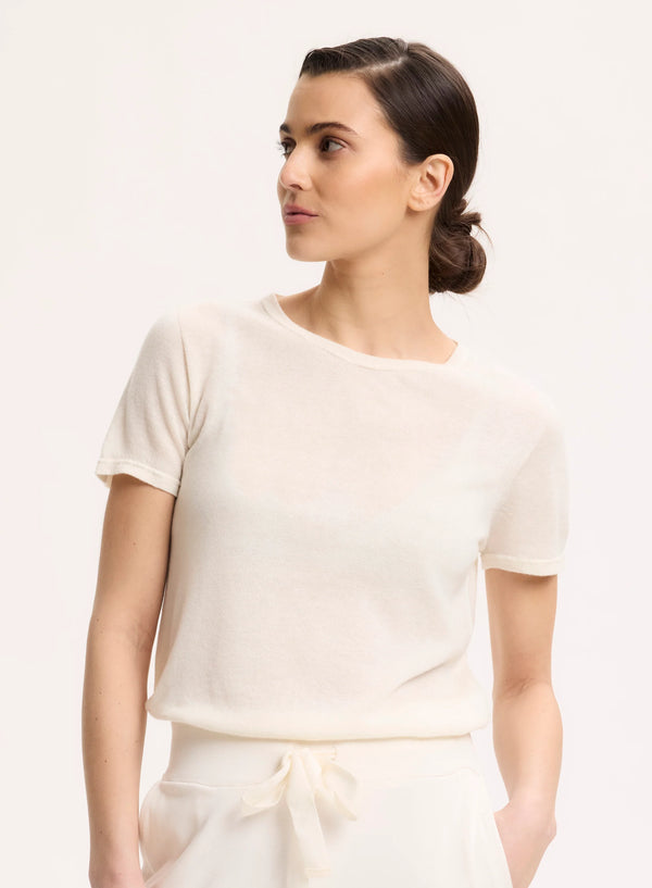 100% Machine Washable Cashmere Short Sleeve Crewneck T-Shirt