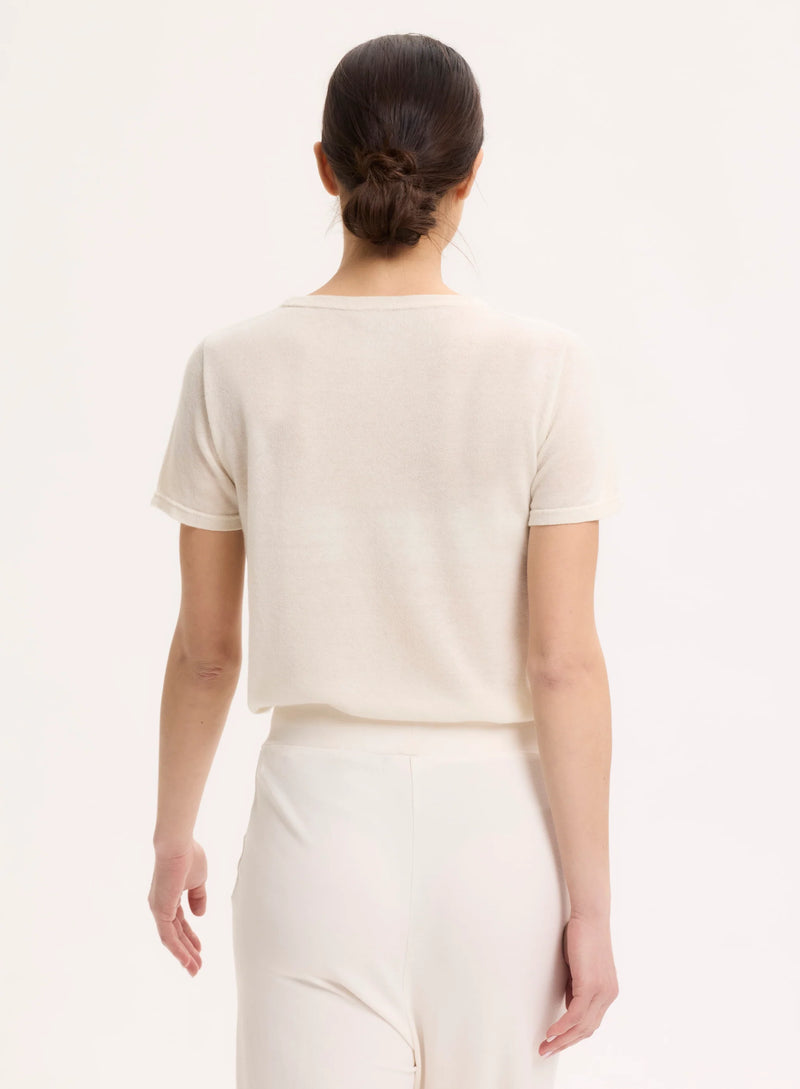 100% Machine Washable Cashmere Short Sleeve Crewneck T-Shirt