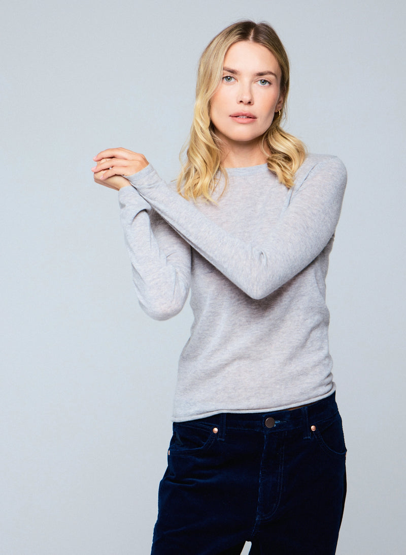 100% Machine Washable Cashmere Long Sleeve Crewneck T-Shirt - CREW L/S - Majestic Filatures North America