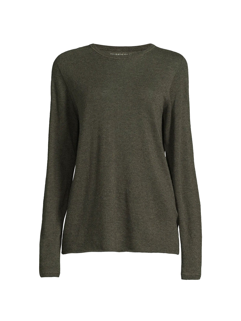 100% Machine Washable Cashmere Long Sleeve Crewneck T-Shirt - CREW L/S - Majestic Filatures North America