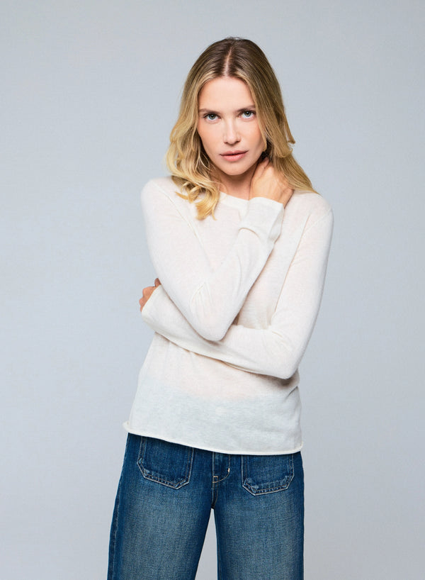 100% Machine Washable Cashmere Long Sleeve Crewneck T-Shirt - CREW L/S - Majestic Filatures North America
