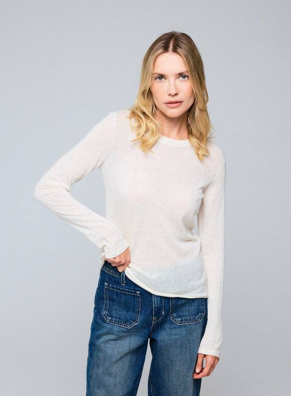 100% Machine Washable Cashmere Long Sleeve Crewneck T-Shirt - CREW L/S - Majestic Filatures North America