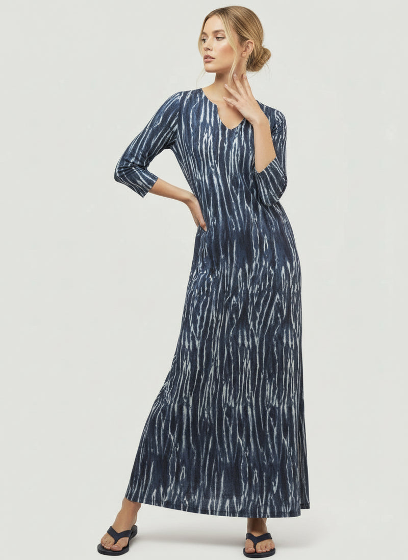 Linen Space Dye Maxi Dress - Vintage Blue / 2