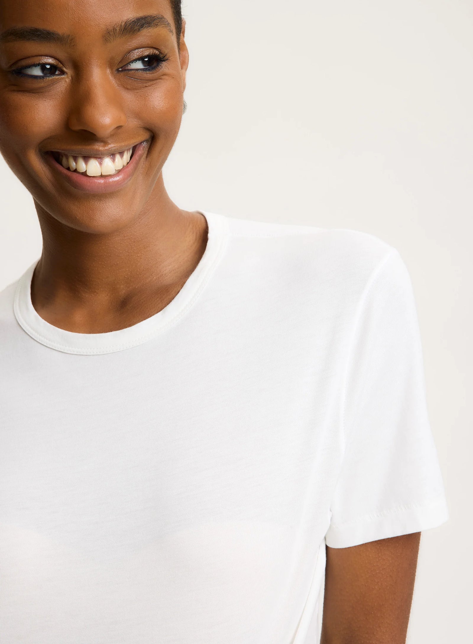 Lyocell Cotton Short Sleeve Semi Relaxed Crewneck T-Shirt