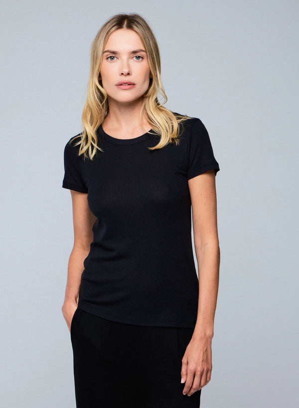 Lyocell Cotton Baby Rib Short Sleeve Crewneck T-Shirt - CREW S/S - Majestic Filatures North America