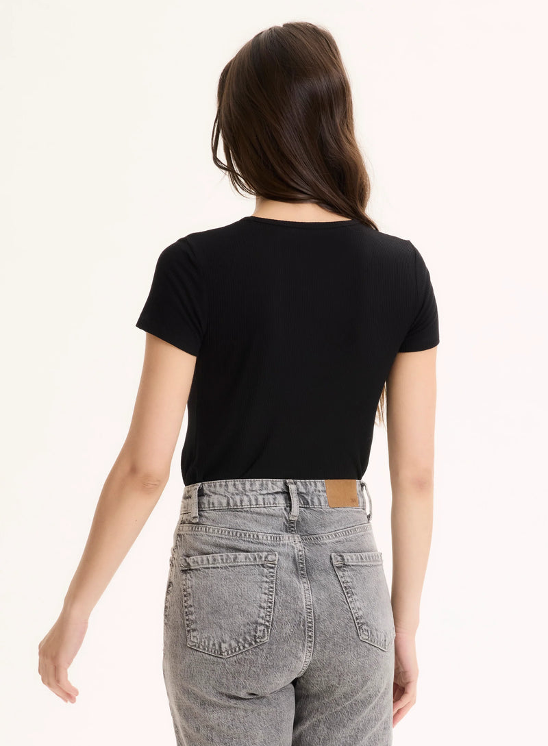 Lyocell Cotton Baby Rib Short Sleeve Crewneck T-Shirt