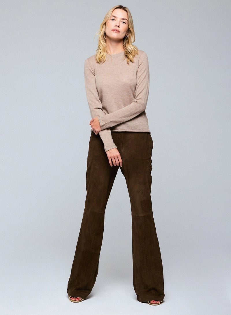 Cashmere Double Layered Long Sleeve Crewneck