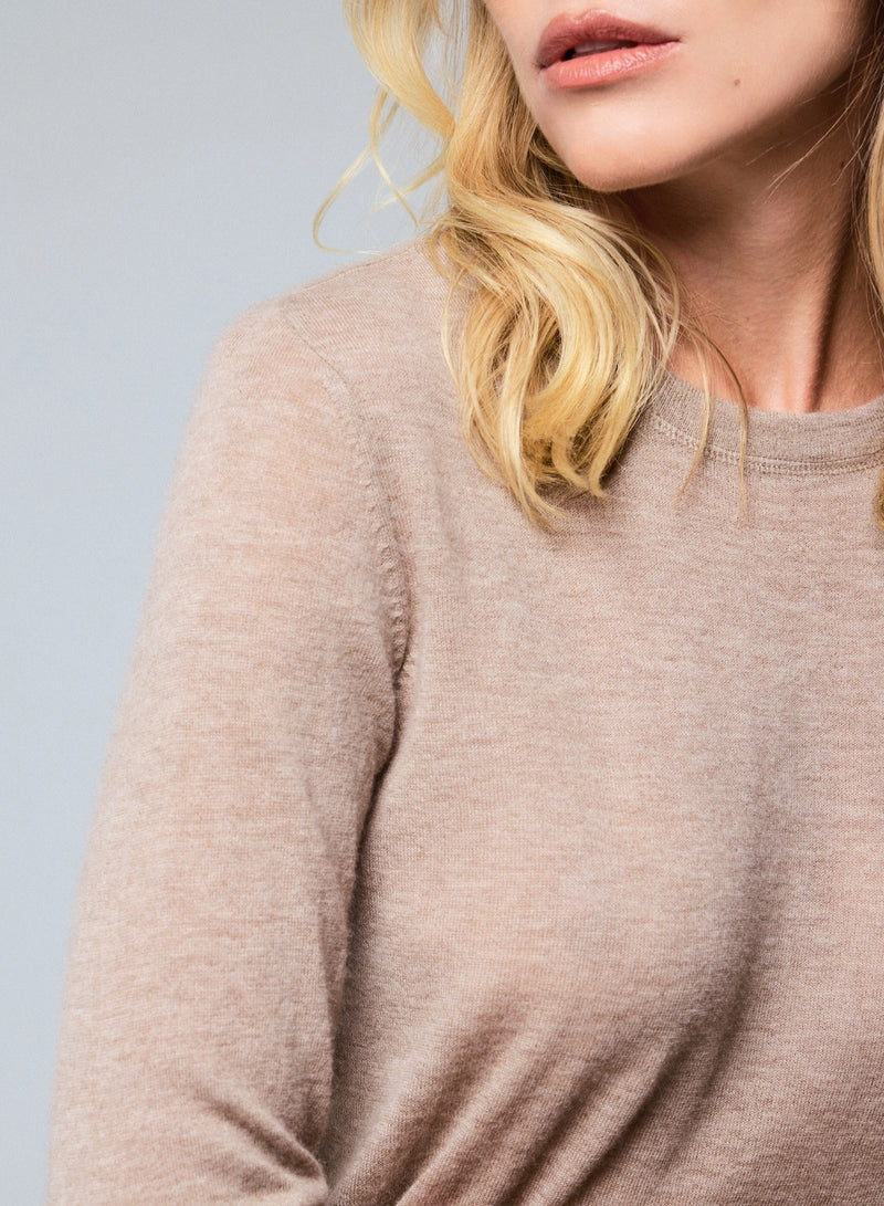 Cashmere Double Layered Long Sleeve Crewneck