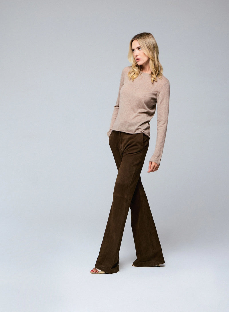 Cashmere Double Layered Long Sleeve Crewneck